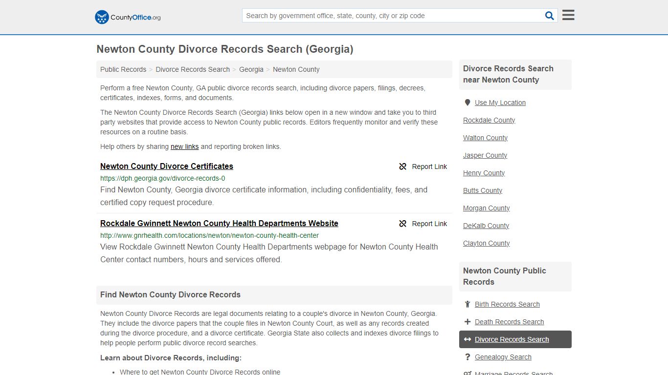 Newton County Divorce Records Search (Georgia) - County Office